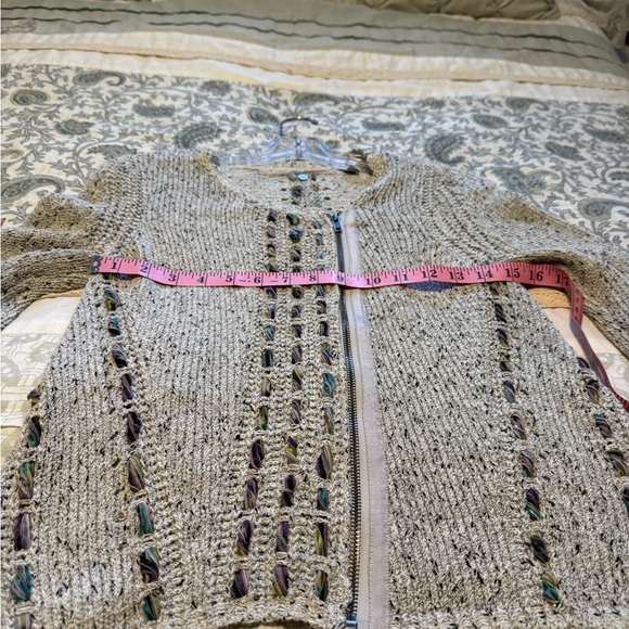 Anthropologie Cream Cardigan with Multicolor Details - Picture 5 of 11